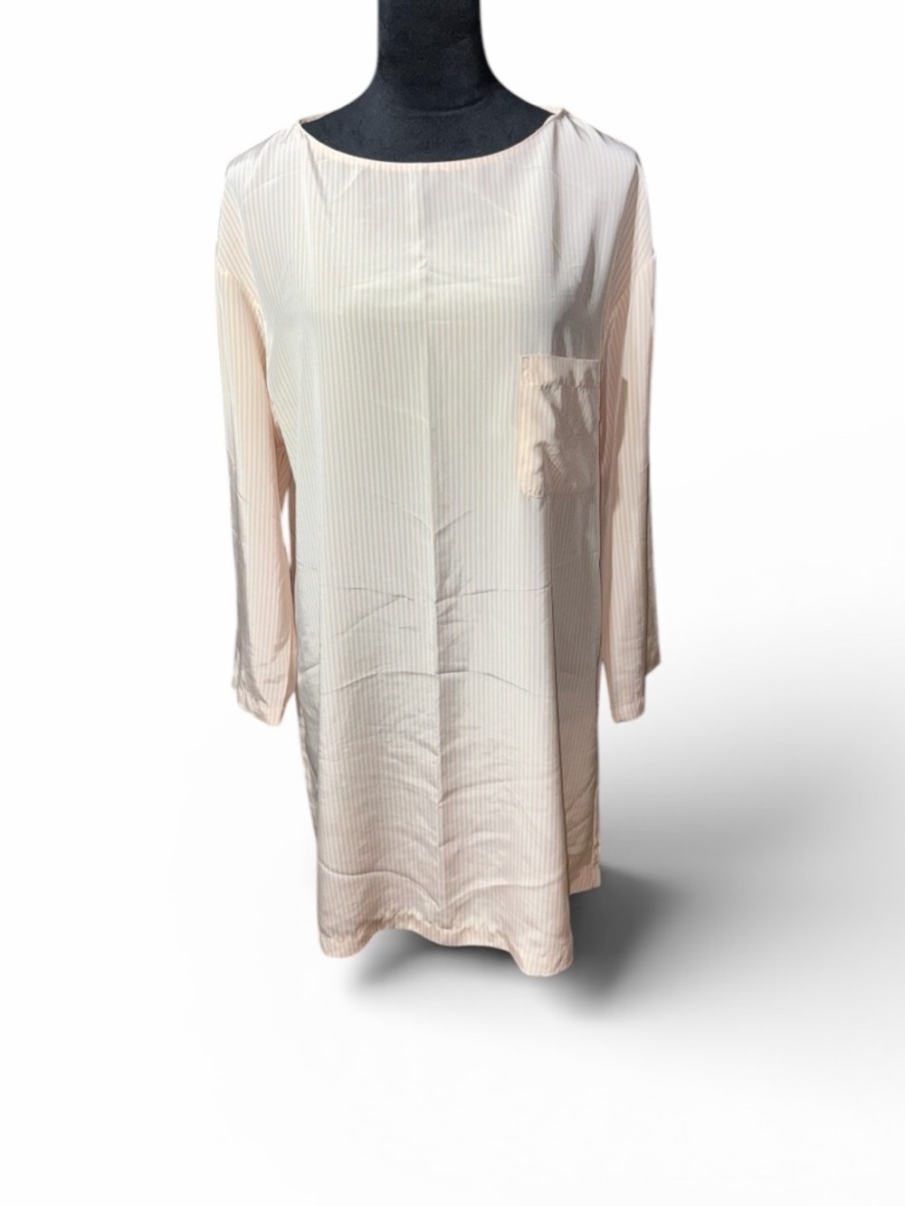 Vintage Calvin Klein Peachy Pink Striped Long Sleeve Nightgown